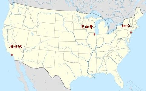 美国地图芝加哥位置图片
