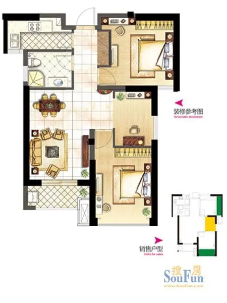 融僑宜家78㎡三房戶型圖