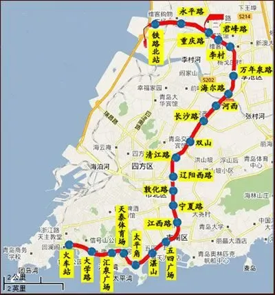 青岛地铁3号线线路图