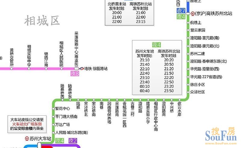 苏州6大片区夜间公交线路图