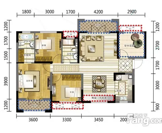 b1户型3室2厅2卫1厨