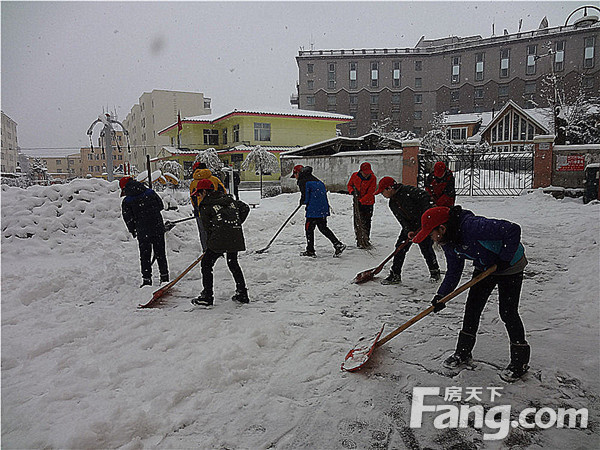 2.丹延社区 学生志愿者积极清扫积雪