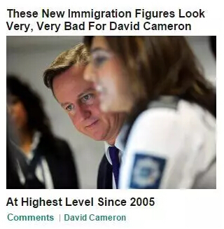 移民英国人数爆炸式增长 卡梅伦面对数据整个人都不好了