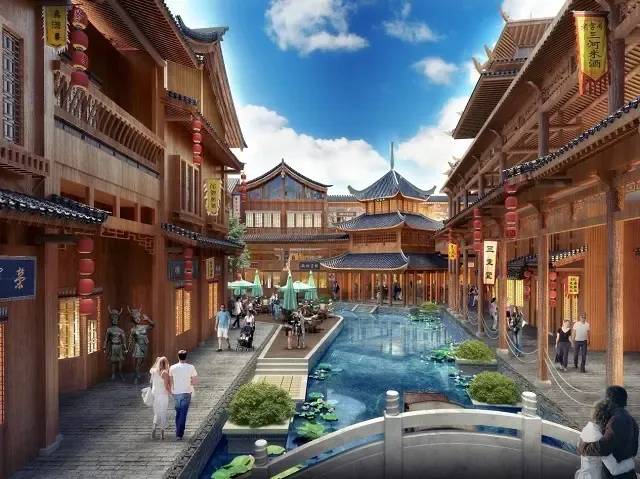 黔所未见可行船的都市天幕水街,贵州民俗风情 街