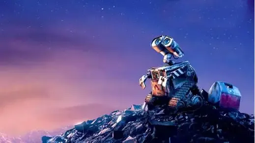 电影《机器人总动员》里,浪迹在宇宙中的太空飞船.