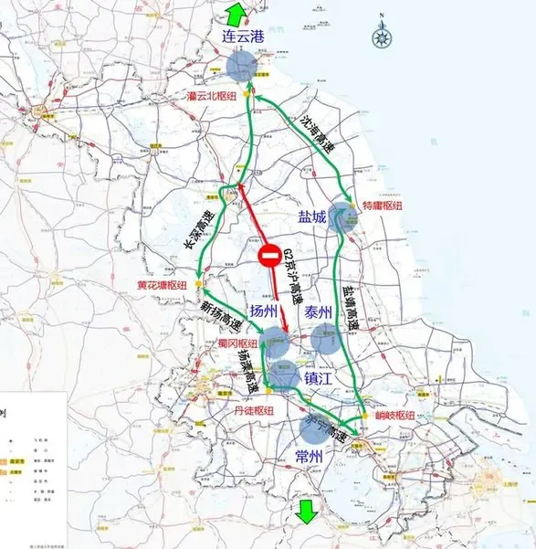 京沪高速王兴枢纽至江都丁伙枢纽明日起实施封闭施工