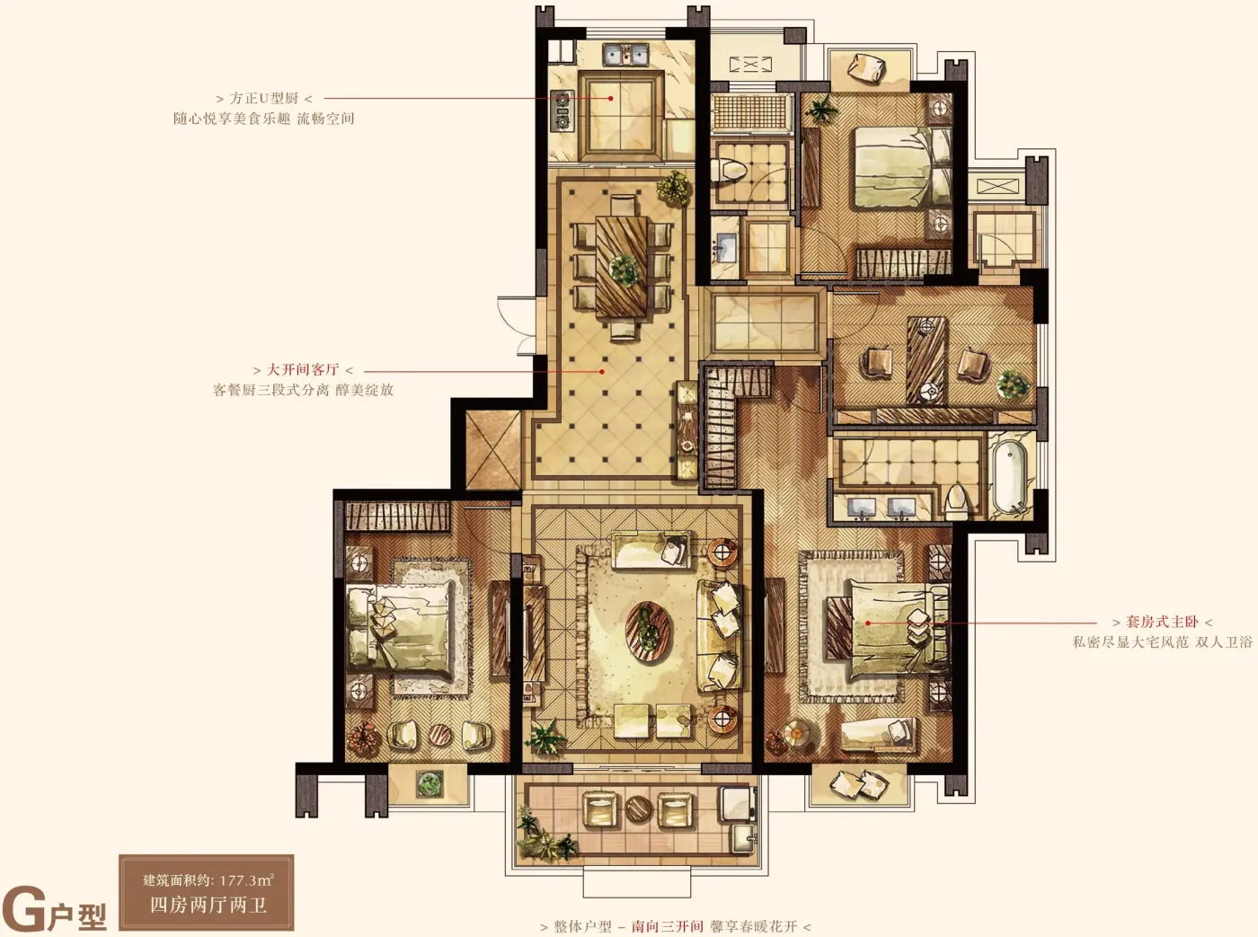 大公馆·华府首期高层建面约137—175㎡传世大宅,南北通透户型