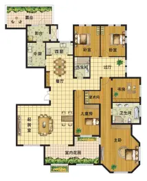东岸国际5室3厅2厨2卫建面223.0㎡