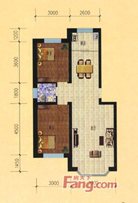 景富家园三期户型图三期两室两厅一卫-83.9㎡2室2厅1卫1厨