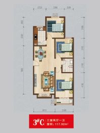 金鱼家园3室2厅1卫建面117.92㎡