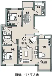 双兴六月天3室2厅1厨2卫建面137.0㎡