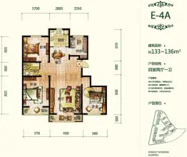 保利·锦江林语4室2厅1卫建面133.0㎡