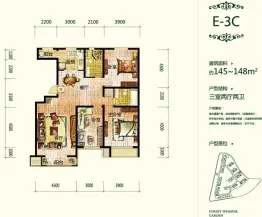 保利·锦江林语3室2厅2卫建面145.0㎡
