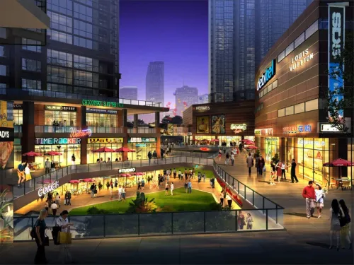 金鼎国际广场效果图商业步行街中心广场透视图