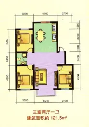 南风新苑3室2厅1厨1卫建面121.5㎡