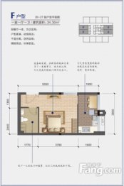 万隆上海国际公馆1室1厅1厨1卫建面34.30㎡