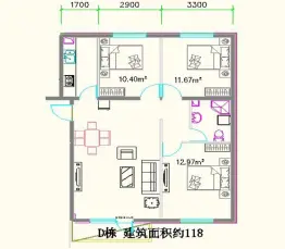 万合城市广场3室1厅1厨1卫建面118.0㎡