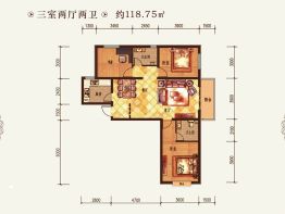 金鱼家园3室2厅2卫建面118.75㎡