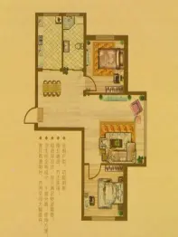 鹏博·长江花园2室2厅1厨1卫建面77.0㎡