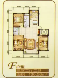 富甲天城3室2厅1厨2卫建面130.56㎡