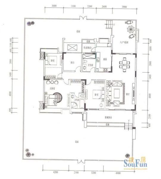 高达800平使用面积72米高客厅自带电梯井双车库