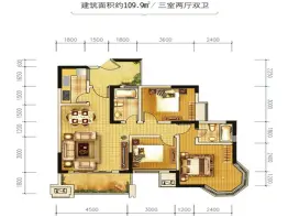 金江外滩3室2厅1厨2卫建面109.09㎡