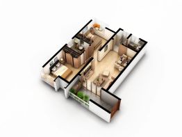 东方万汇城2室1厅1厨1卫建面67.0㎡