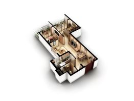 东方万汇城2室1厅1厨1卫建面49.0㎡