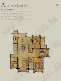 祥云奥体花园5室3厅1厨5卫建面363.8㎡