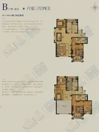 祥云奥体花园6室3厅1厨4卫建面341.96㎡