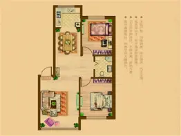 鹏博·长江花园2室2厅1厨1卫建面76.0㎡