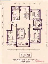 皇家公馆3室2厅1厨2卫建面162.77㎡