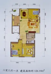 名典大公馆3室2厅1厨1卫建面126.14㎡
