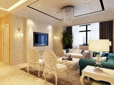 新电视背景墙效果图大全_美式混搭三居装修设计_爱家客厅风水知识 客厅装修风